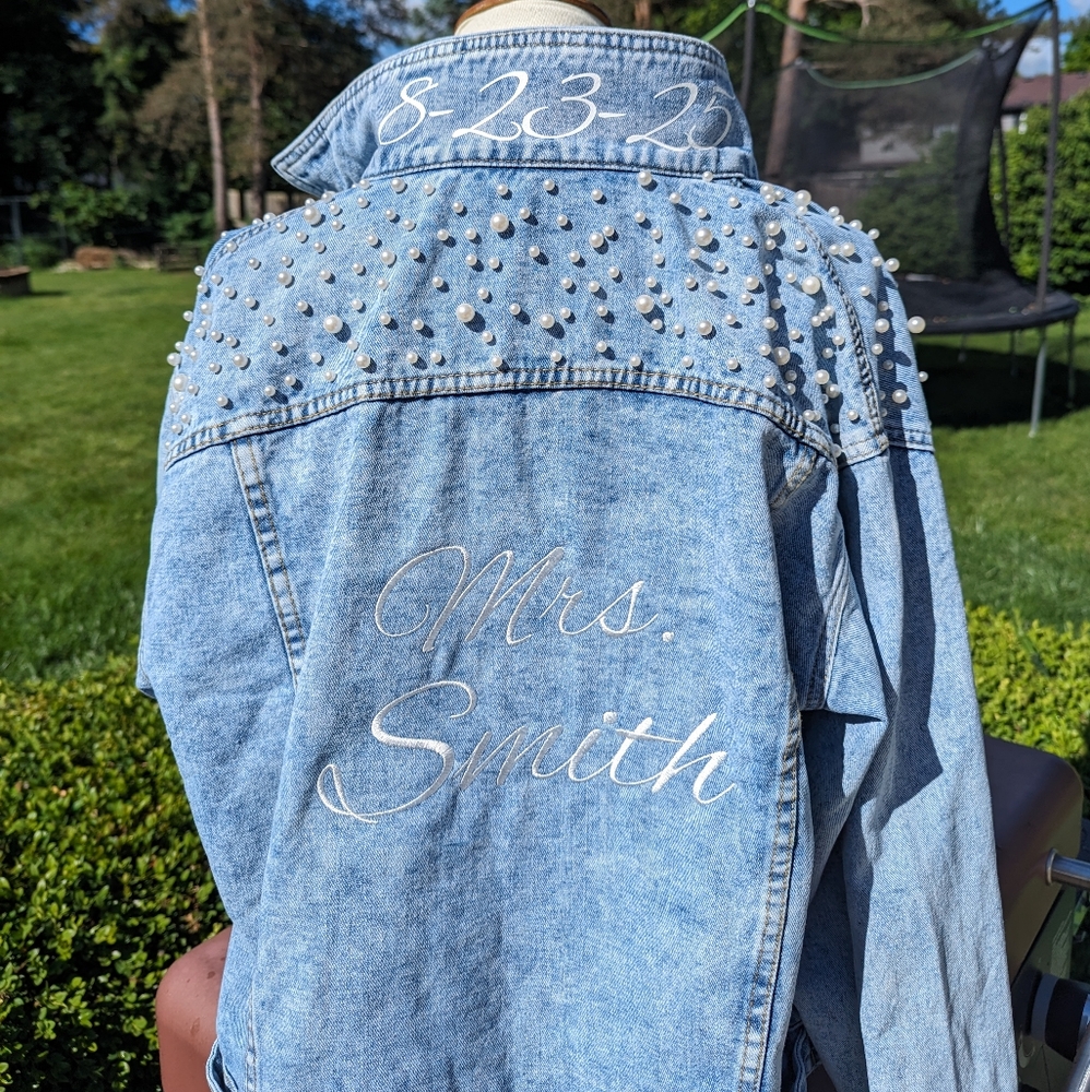 CUSTOM Embroidered Pearl Bride Jacket